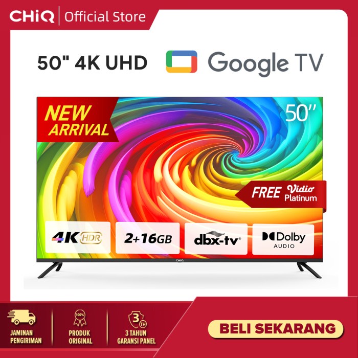 Google Tv Chiq 50 Inch Smart Tv Led 4K Uhd Hdr10 Youtube (U50G7P Pro)