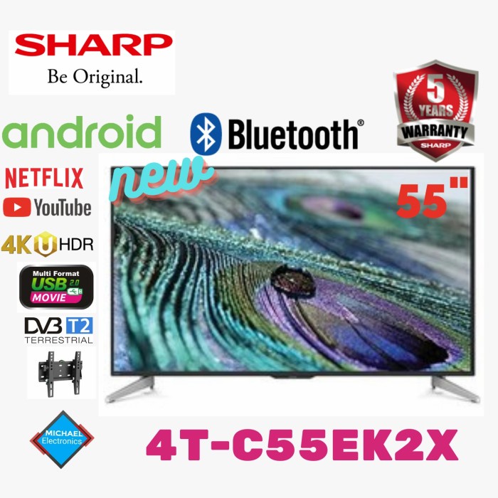 Sharp Android Tv 55Inch 4T-C55Ek2X (4Kuhd)