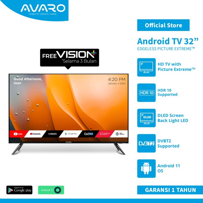 Avaro 32 Inch Smart Led Tv Hd - Android 11