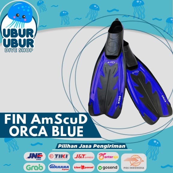 Fin AmScuD Full Foot ORCA BLUE - Kaki Katak Selam/Diving/Snorkling