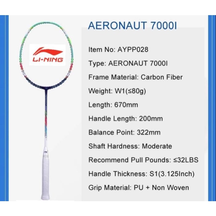 [Best Seller] Raket Badminton Lining Aeronaut 7000I Instinct Original Terbaru