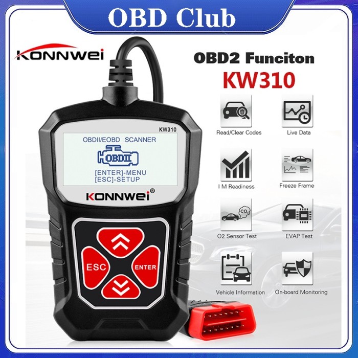 KONNWEI KW310 OBD2 Scanner Alat Pemindai Diagnostik Mesin Mobil OBDII