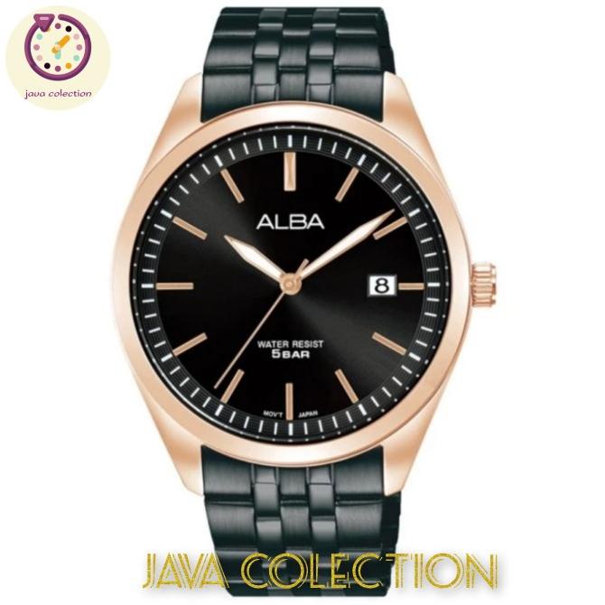 Jam Tangan Pria Alba AS9S04X1 Black Rosegold Stainless Steel