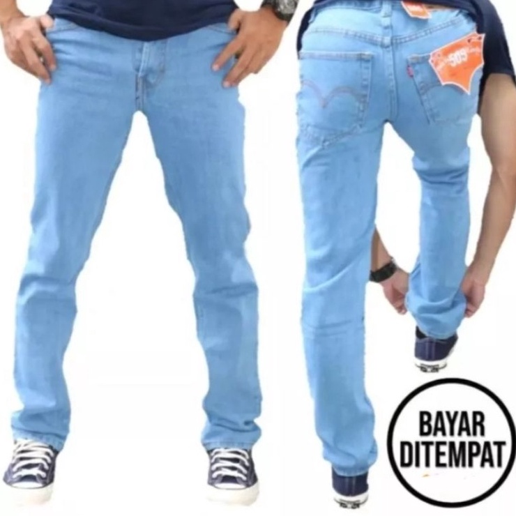 Model Terkini COD - Celana Jeans Panjang Standar Reguler Pria Laki2 Lelaki Cowo Cowok Dewasa / Stand