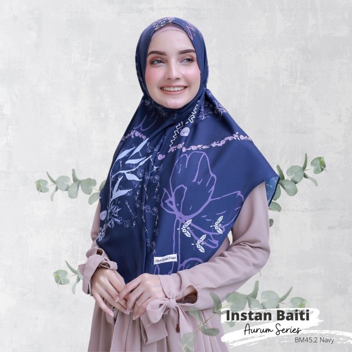 Hijabwanitacantik - Instan Baiti Aurum Navy Hijab Instan