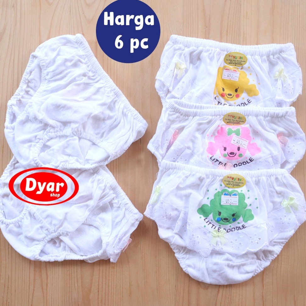 SALE [ 6 pcs ] CD Yutind Kids 052 RENDA || Celana Dalam Anak Perempuan Renda Dasar Putih | CD Anak |