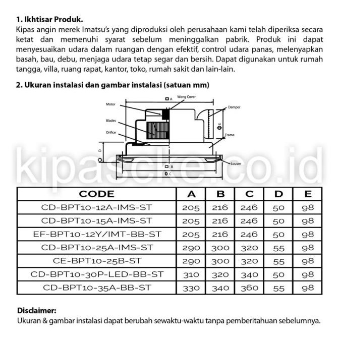 Exhaust Plafon 12 Inch Dengan Led Hexos/Heksos Plafon Ceiling Exhaust Ok