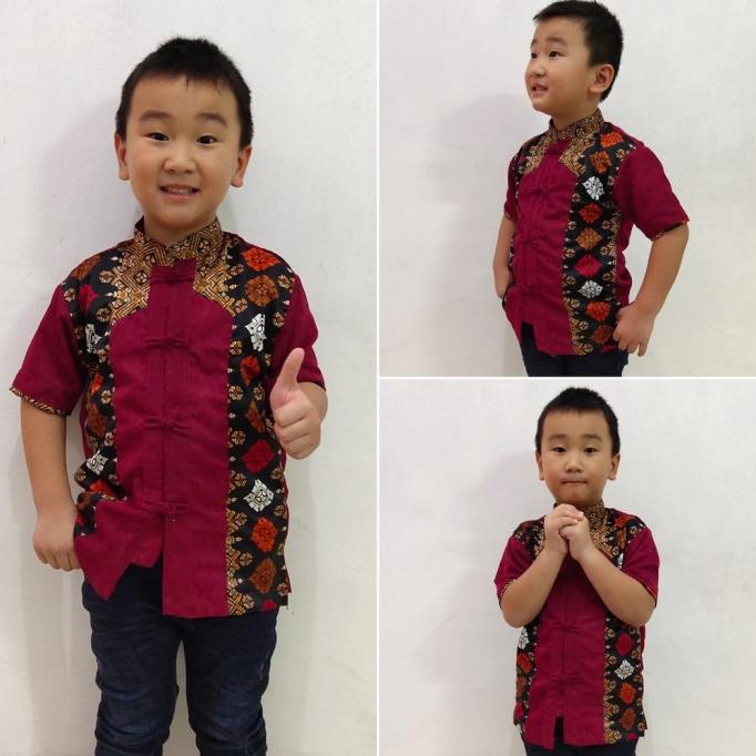 BAJU KEMEJA BATIK IMLEK SANGHAI ANAK TK SD ATASAN CNY CHEONGSAM COWOK