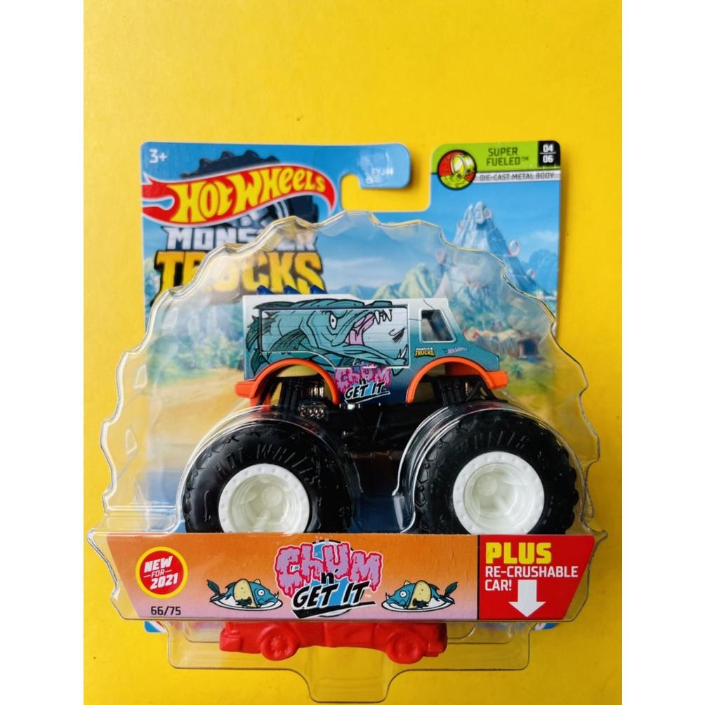 [Arc] Hotwheels Hot Wheels Monster Trucks Truck Chum Get It Diecast Miniatur Mobil Big Foot Hiu Hotw