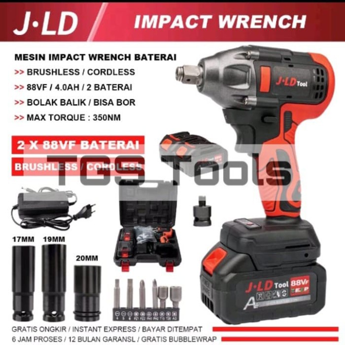 Impact Wrench Cordless Brushless Bor Baterai Jv88 48 Volt 48V -Jld Mesin