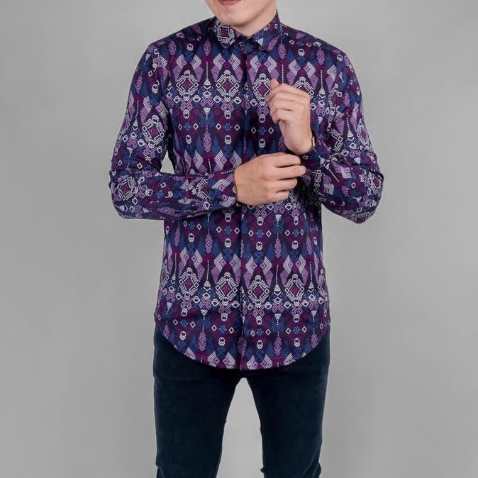 DGM Kemeja Batik Songket Pria Batik Pria Lengan Panjang Batik Premium