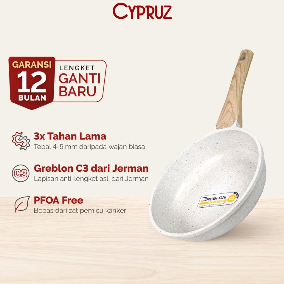 Terbatas Cypruz Fry pan white granite diecast