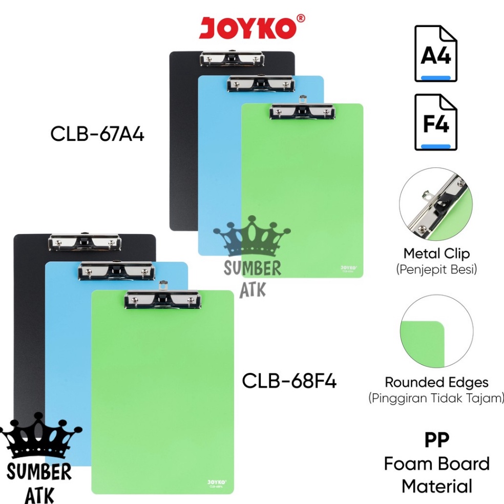 

3.3 Brand Clipboard Papan Jalan Alas Ujian Joyko CLB-67~68 CLB-68 A4 F4