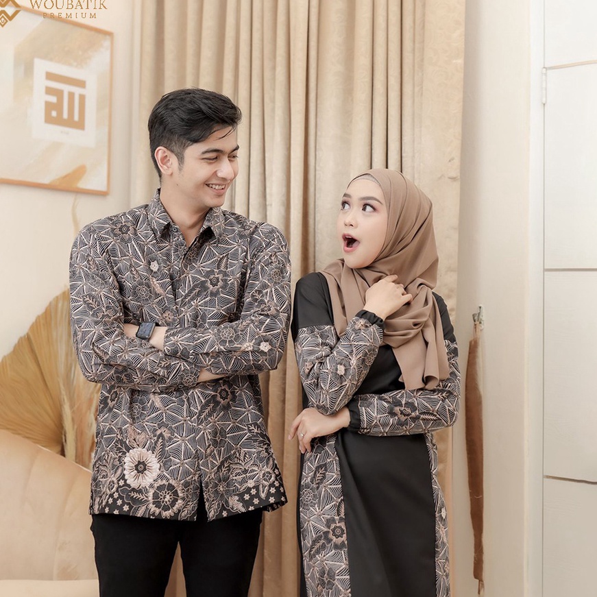 Original WOUBATIK PREMIUM - Gamis Batik Couple Syari Ria Ricis Dan Teuku Ryan Dress Couple Felisha K
