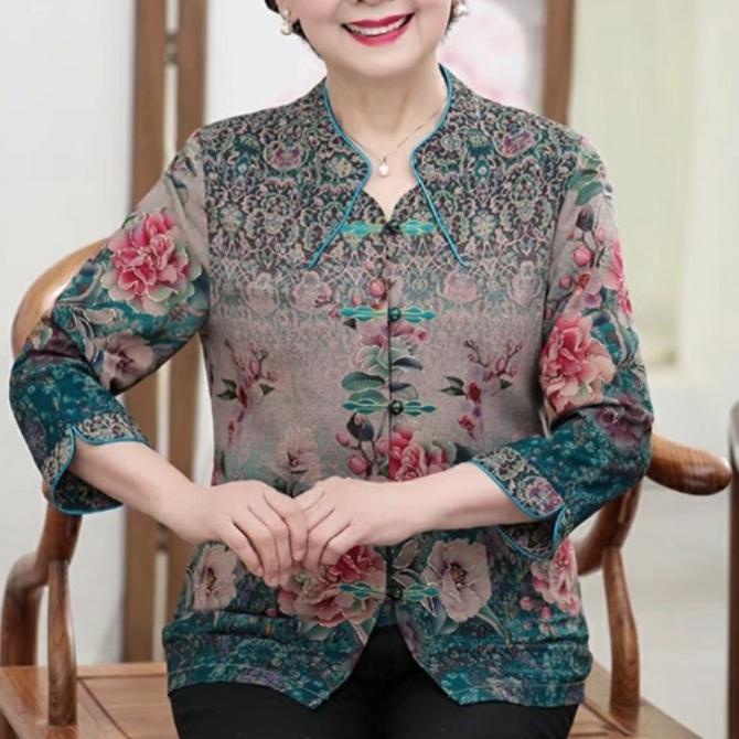 New Atasan Blouse Oriental Cheongsam Senior Orang Tua Qipao Imlek Cny Cvf Terbaik