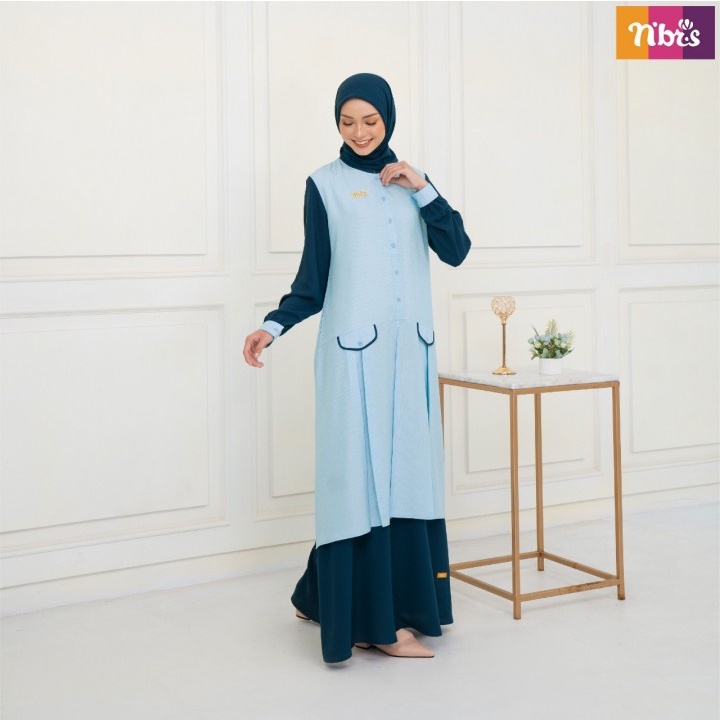 [NEW ARRIVALS] BEST PRODUCT NIBRAS ALESHA BLUE GAMIS PROMO CUCI GUDANG SALE 50%