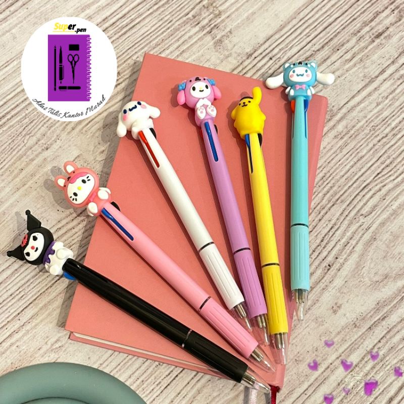 

pulpen 3warna Sanriio tinta warna warni bolpoin karakter perlengkapan alat tulis kantor dan sekolah super murah kado unik stationery COD