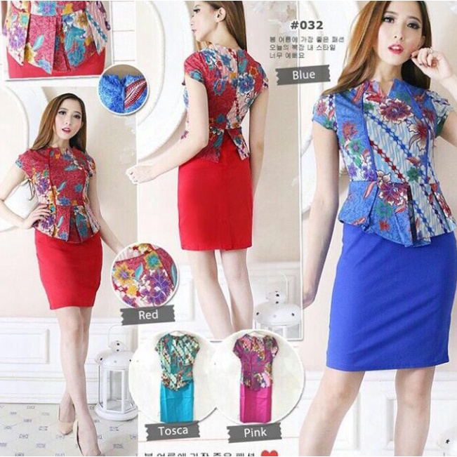 ✔ Dress batik wanita cantiq - Biru