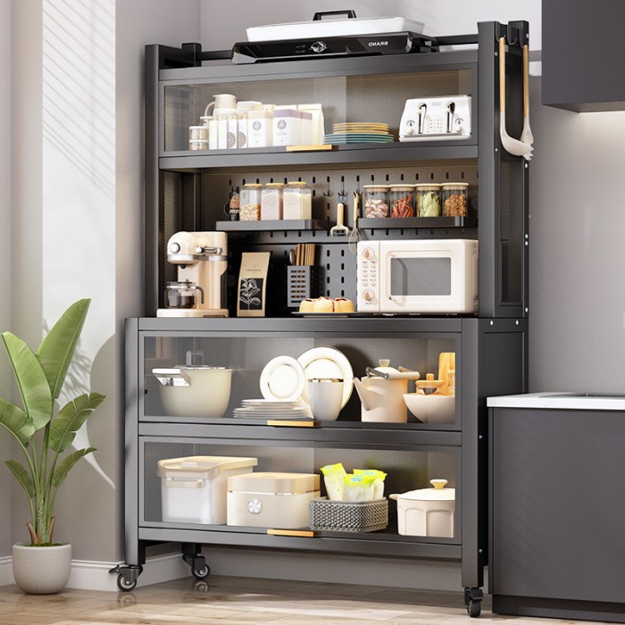 Terlaris Rak Oven Microwave Rak Dapur Kabinet Dengan Pintu Rak Penyimpanan