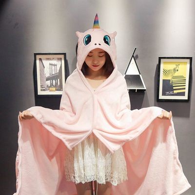 selimut Selimut Hoodie Motif Unicorn Hamster Piggy Lucu jubah Anak Dewasa - KECIL UNICORN(O1R4) seli