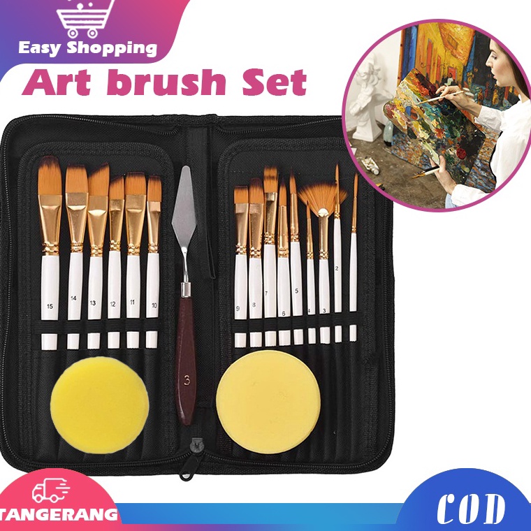 

10.10 PROMO >> 18PCS Alat Lukis Kuas Cat Air Minyak/Kuas Alat Lukis Set/Mix Kuas Lukis Set Lengkap/Art Brush Set