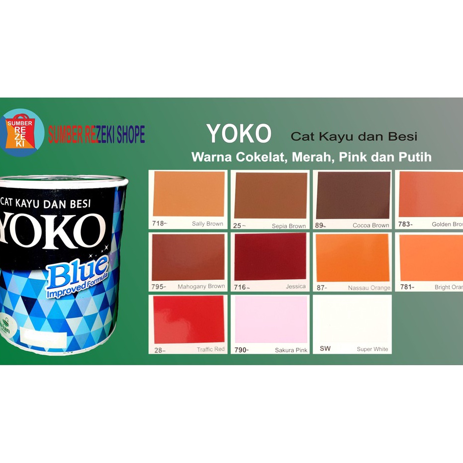 

Promo Cat Minyak Besi,kayu,Plastik Warna Coklat,Merah,Pink,Putih YOKO Avian Brands