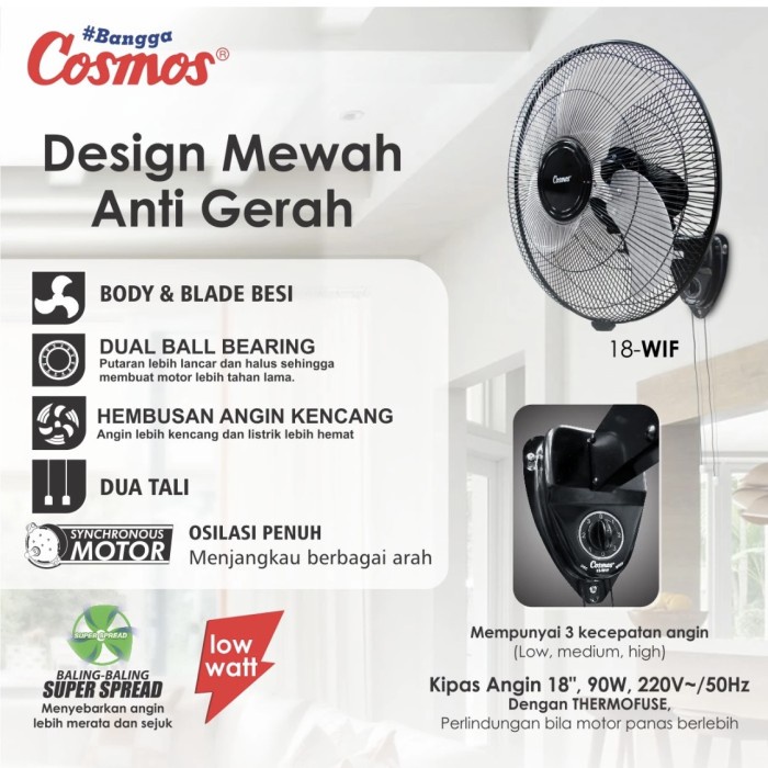 COSMOS WIF 1803s KIPAS DINDING 18inch ORI ORIGINAL