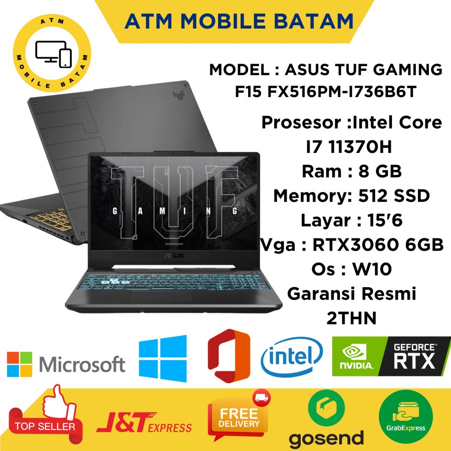 ASUS TUF F15 FX516PM i7 11370H 8/512GB 15,6" W11 RTX3060 6GB