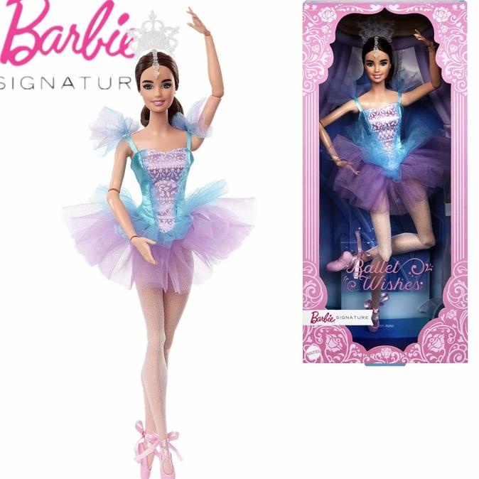 Boneka Barbie Signature Made to Move Ballerina Wishes Brunette Doll