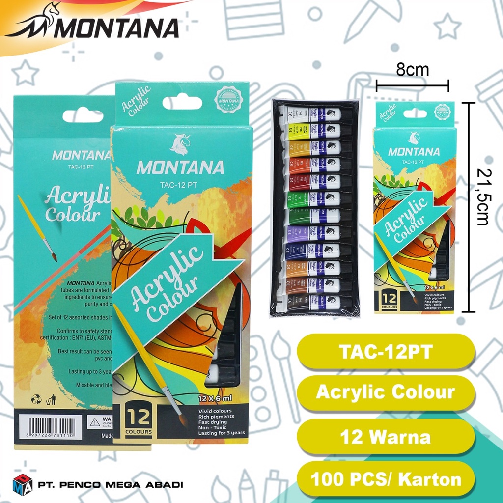 

9.9 SALE cat acrylic 12 warna 6 ml montana akrilic set