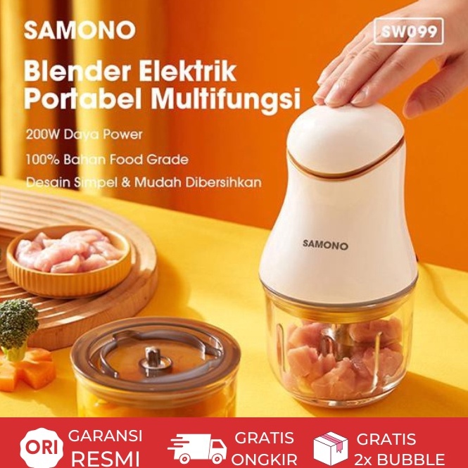 ￣ pb Food Chopper Kaca Mini Coper Blender Mpasi Bayi SAMONO SW099 Food Processor Elektrik - Hand Cho