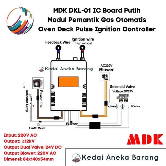 Modul Pemantik Gas Oven Deck Controller IC Board MDK DKL-01 Putih