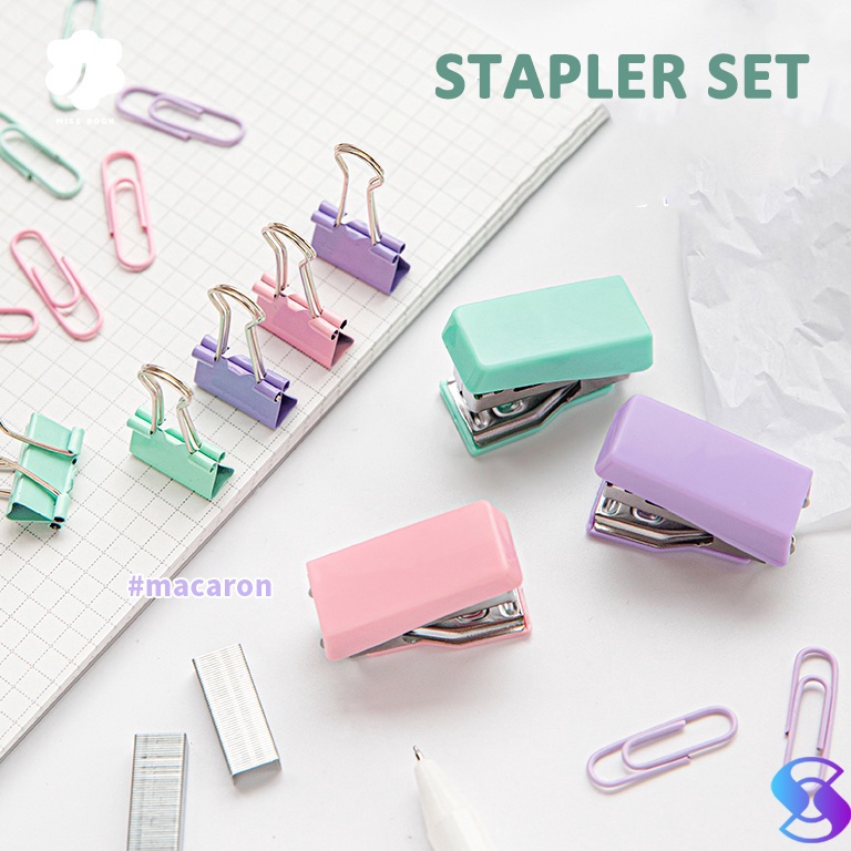 

Terdepan stapler #10 &staple cute set Stapler Mini Set Staples Perlengkapan Kantor Mengikat Logam Kreatif