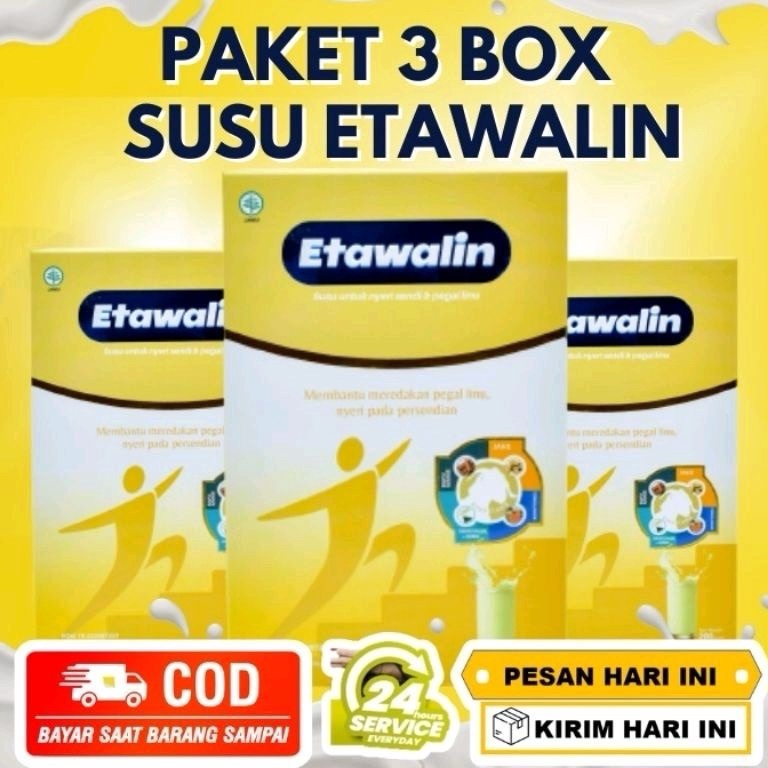 

Fresh Product PAKET 3 BOX SUSU ETAWALIN - Paket Sembuh Susu Sendi Atasi Radang Sendi Nyeri Tulang Cegah Osteoporosis Osteoartritis Pengeroposan Tulang Susu Kambing Etawa Kesehatan Susu Bubuk Murni Original Ettawa 100% Ori Susu Asam Urat Etawalin Platinum