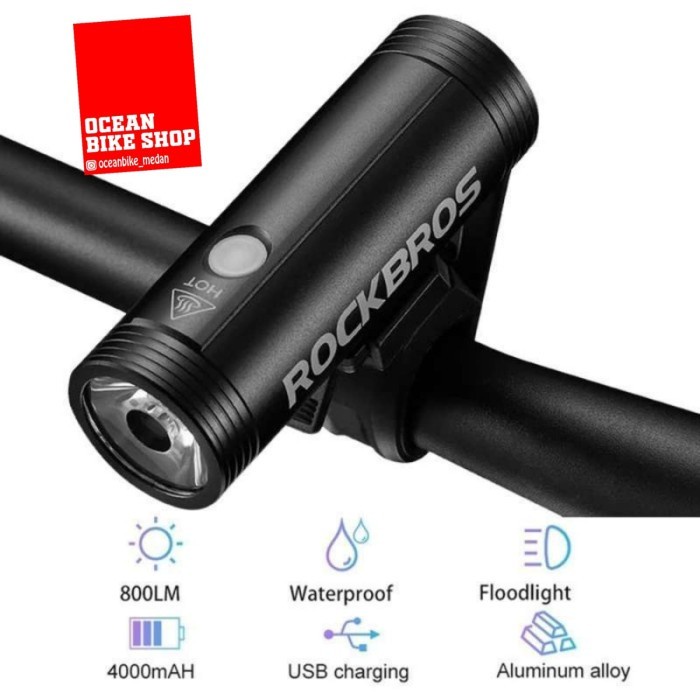 Lampu Depan Sepeda Rockbros R1-800 800 Lumens $12