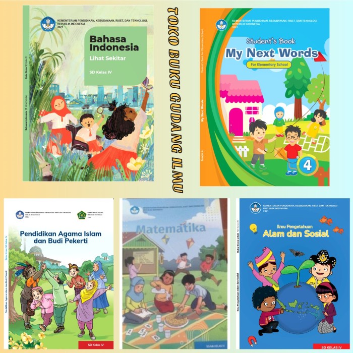 FLASH SALE BUKU KUMER PAKET 5 BUKU SD KELAS 4 + MTK NON LISENSI KURIKULUM MERDEKA TERLARIS