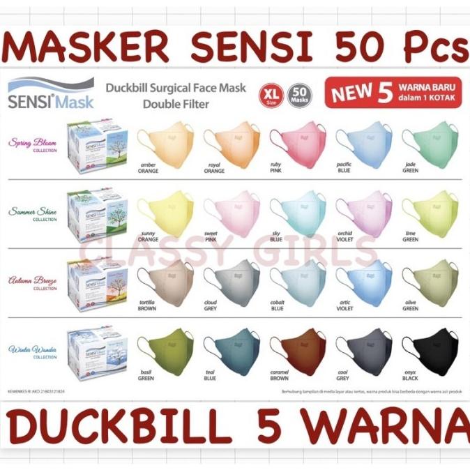 MASKER SENSI DUCKBILL XL SURGICAL DOUBLE FILTER MIX 5 WARNA ISI 50 PCS