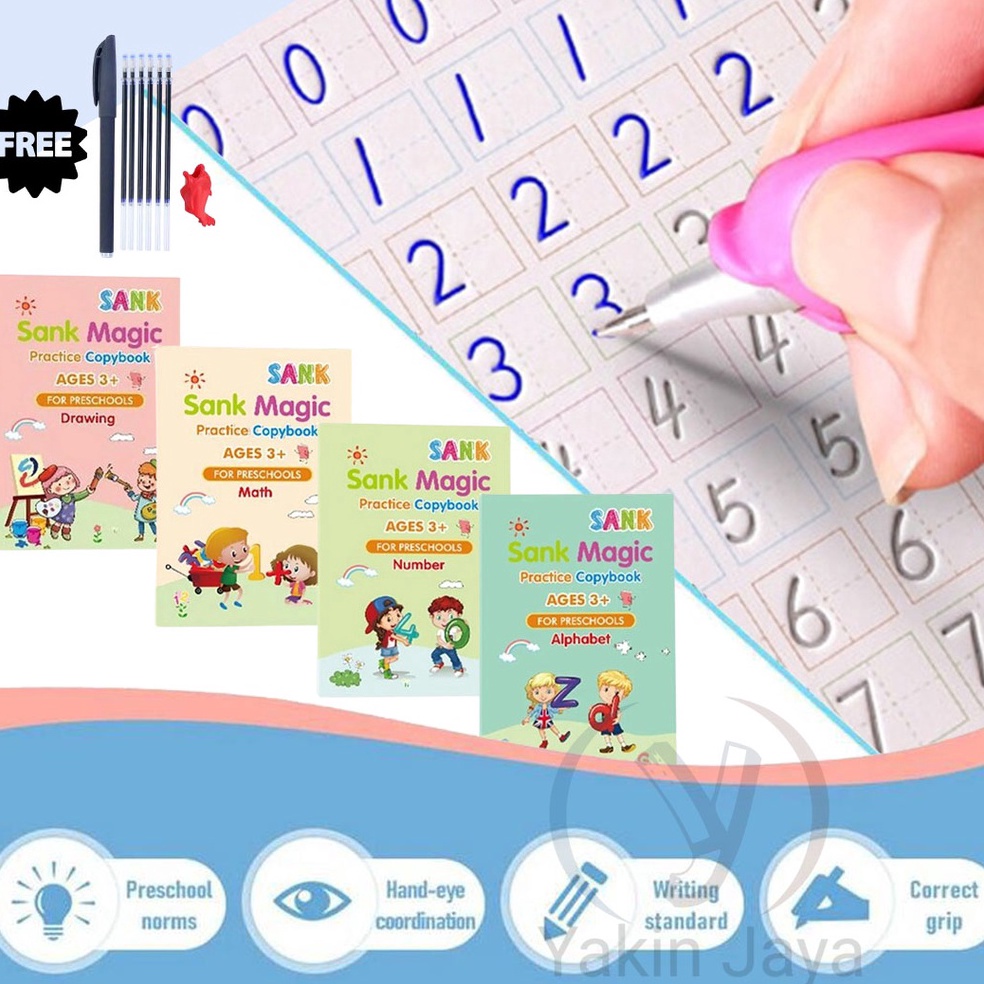

7MG9Y Sank Magic 4 set Magic Practice Book / Buku Edukasi 3D Belajar Pintar Menulis TK simti