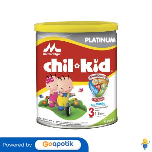 

MORINAGA CHIL KID PLATINUM 3 SUSU RASA VANILA 400 GRAM KALENG