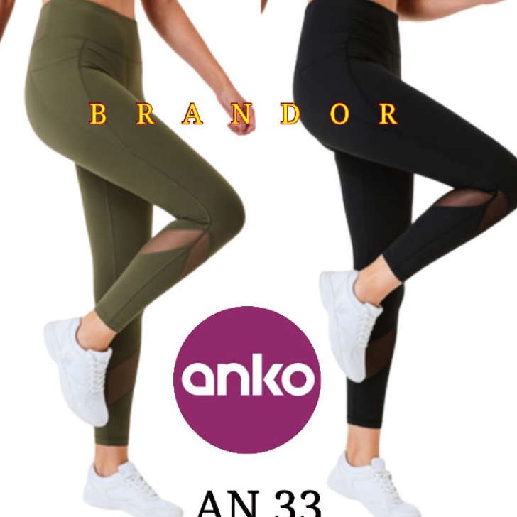 Terbaik.. ANLG33 - MESH LEGGING HIGH WAIST - POCKET By ANKO.