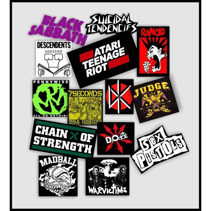 

TERMURAH STIKER PACK BAND PUNK 14 PCS STICKER VINYL MOTOR LAPTOP !!