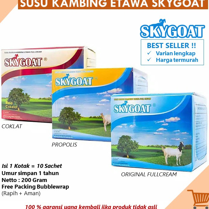 

✨Promo✨ Hari Ini Susu Kambing Etawa Bubuk Original SKYGOAT 1 Box isi 10 Sachet !!