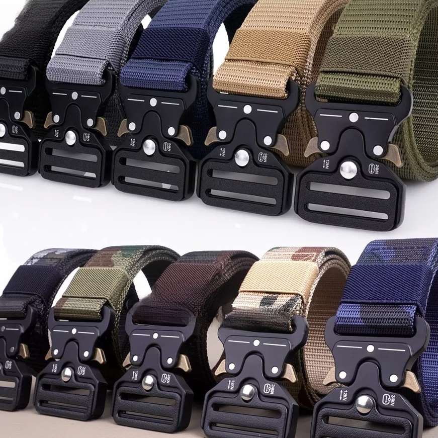 MALL IKAT PINGGANG NYLON CANVAS POLOS LORENG / SABUK PRIA NYLON POLOS LORENG / GESPER NYLON CANVAS /