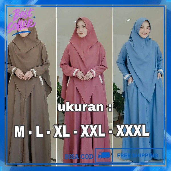 Set Gamis Dan Kerudung Gsmis Khimar Gamid Premium Kerudung Bahan Adem Syar'I Wamita Dress Elegan Pes