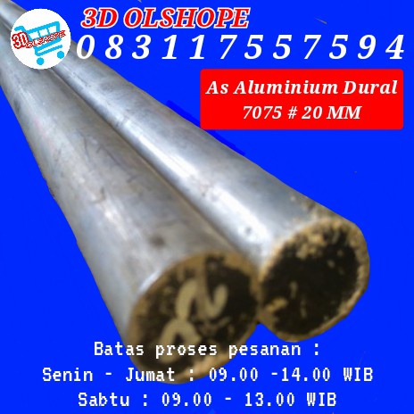 AS BULAT ALUMINIUM DURAL 7075. OD 20MM X 400MM.