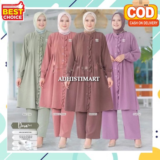 Cod) Baju Pakaian Fashion Wanita Cewe Setcel Setelan Celana Oneset One Set Kemeja Tunik Rubiah Crinc
