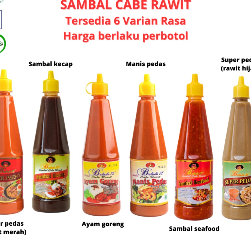 

12.12 Promo Brand Sambal Cabe Rawit Balado 72 Super Pedas 300 ml gas !!