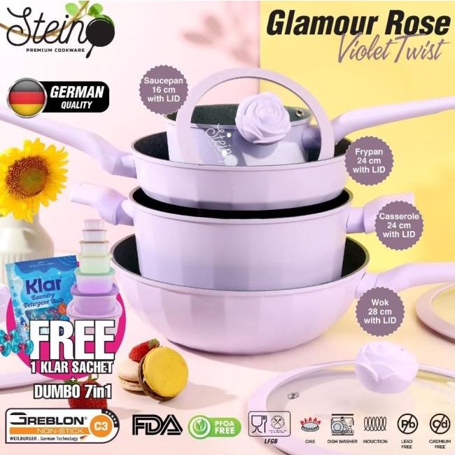 Steincookware Stein Glamour Rose Set 4 In 1 Panci Set Granite German