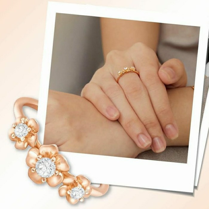 ✨Termurah Cincin Emas Sandra Dewi Gold Jasmine Series Bunga Triple Mata Cantik Bisa Sameday