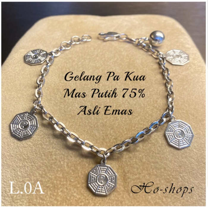 ✨Sale Gelang Pa Kua Mas Putih Kadar 75 Asli Emas Bisa Sameday